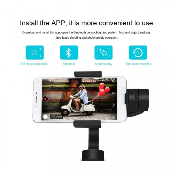 Bluetooth χειροκίνητος σταθεροποιητής εικόνας & βίντεο κινητού – Handheld Stabilizer Gimbal 3-Axis Selfie stick με Powerbank, JoyStick, Zoom & App-OEM