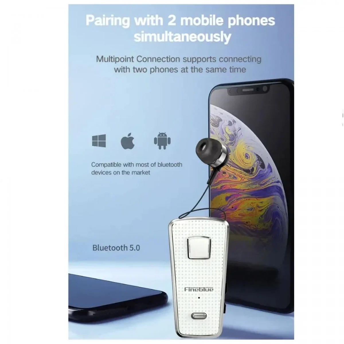 Fineblue F970 PRO Bluetooth Hands Free - Λευκό - Photo3