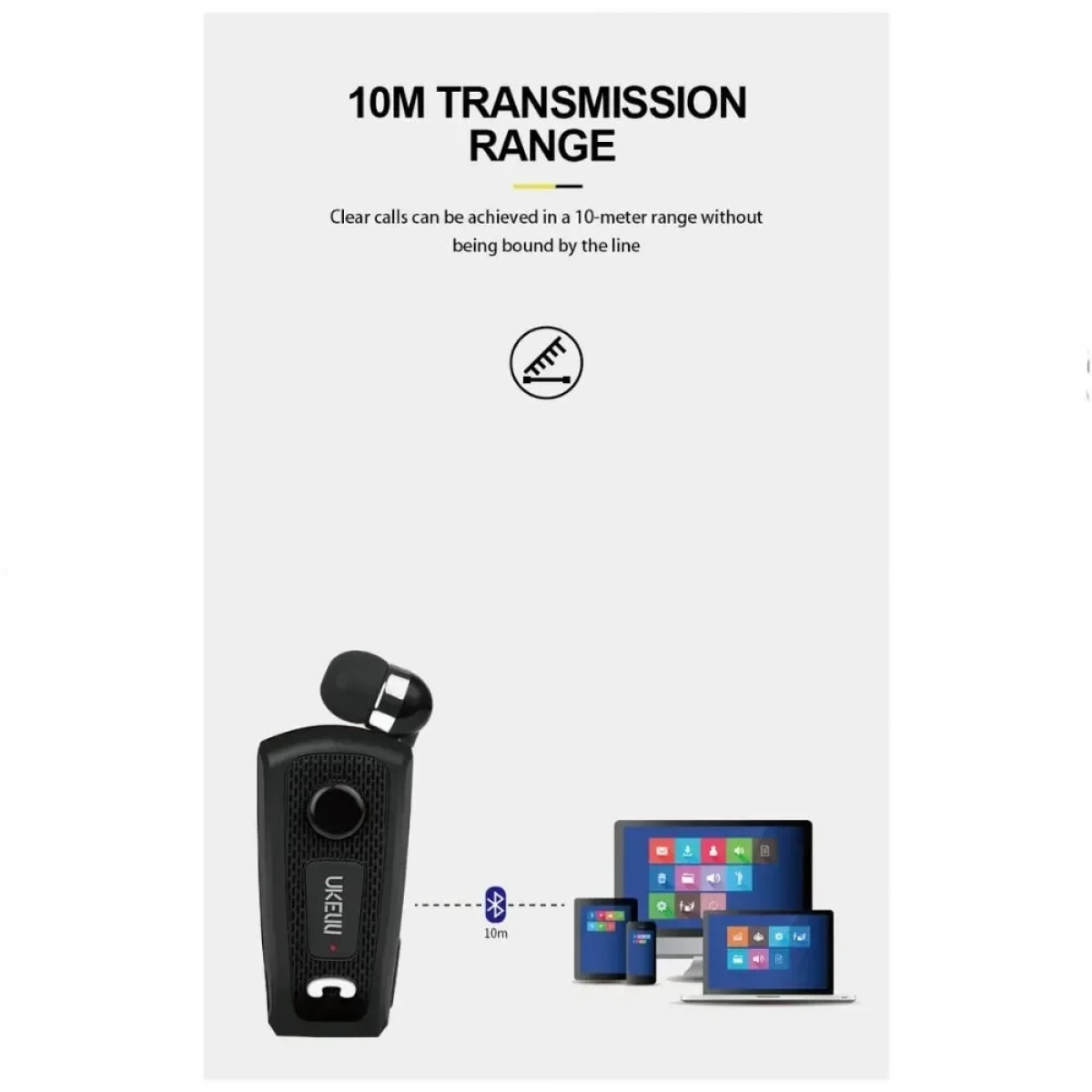 Handsfree UK E20 Bluetooth με Σύστημα Καλωδίου Περιέλιξης – Μαύρο - Photo7