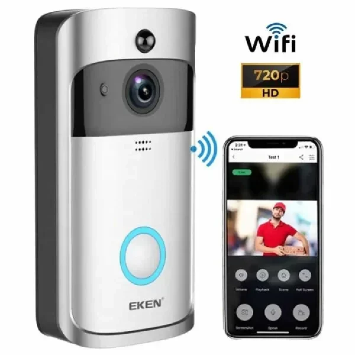 Ασύρματο κουδούνι πόρτας με κάμερα 720P WiFi Video Doorbell EKEN V5