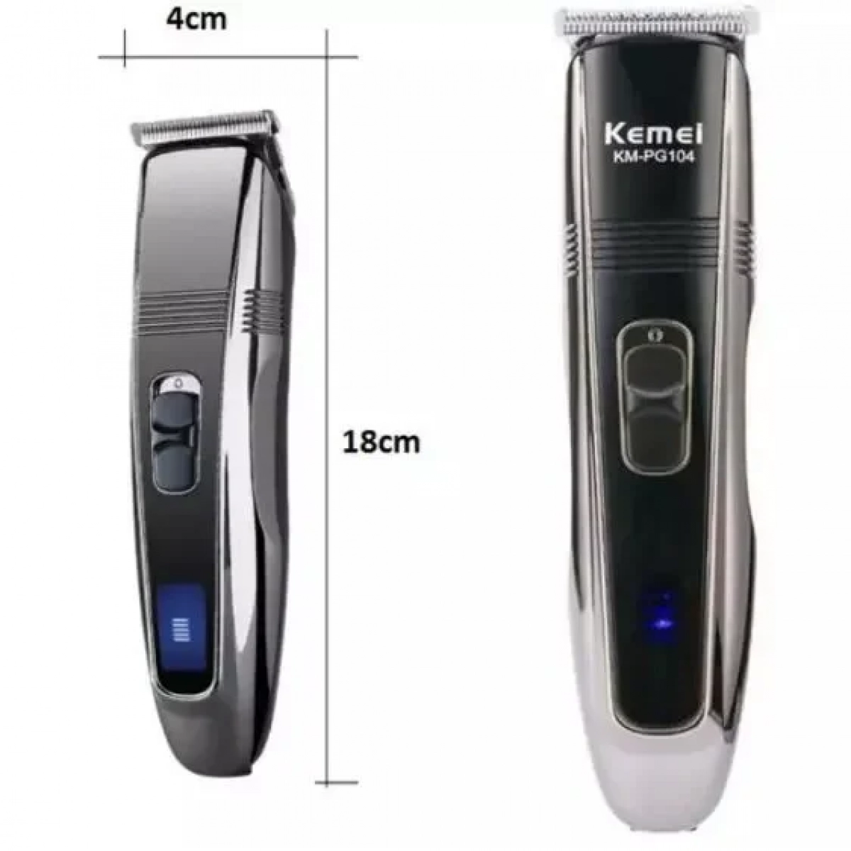 Επαναφορτιζόμενη κουρευτική μηχανή - Trimmer - KEMEI KM-PG104, σε ασημί χρώμα
