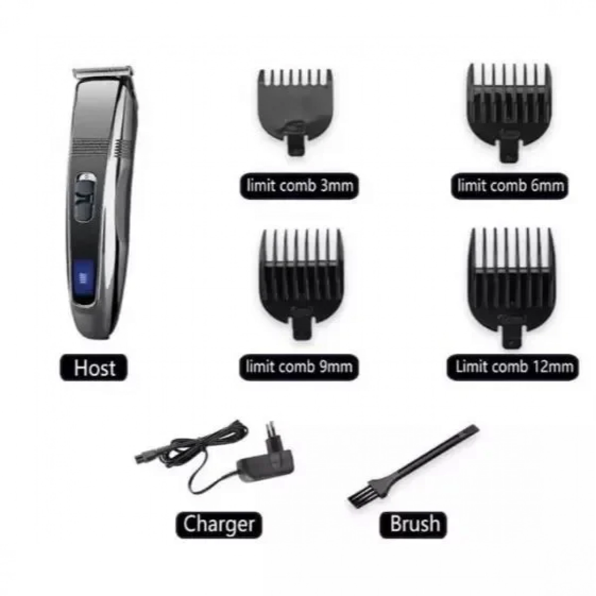 Επαναφορτιζόμενη κουρευτική μηχανή - Trimmer - KEMEI KM-PG104, σε ασημί χρώμα
