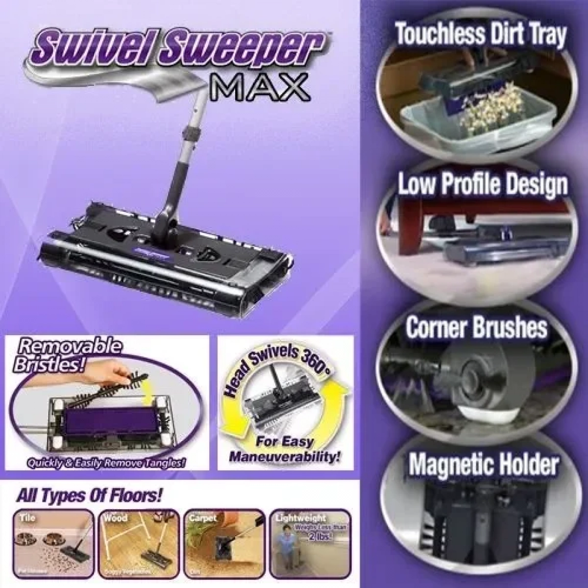 Επαναφορτιζόμενη σκούπα Swivel Super Sweeper max