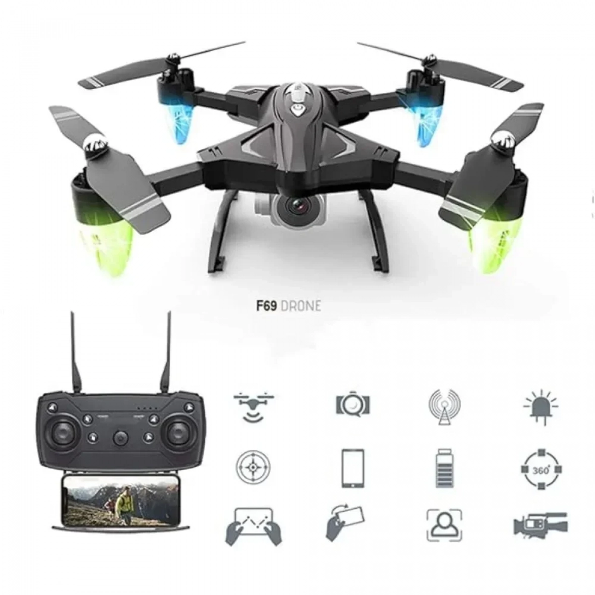 Drone F69 με Ενσωματωμένη Κάμερα και Χειριστήριο - Photo8