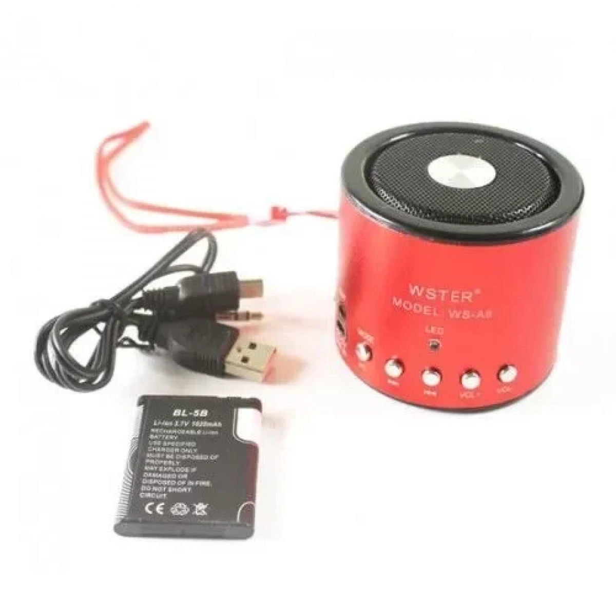 Φορητό ηχείο WS-138RC με microSD/USB Player και ραδιόφωνο, σε κόκκινο χρώμα