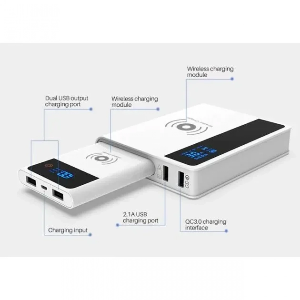 Φορτιστής Τροφοδοτικό Usb QC3.0 Με Powerbank και Ασύρματη Φόρτιση 5000mAh