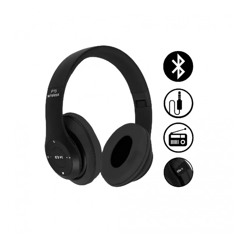 Future Elegant Wireless Headphones Flexible Noise Cancellation Musics Headphone P15, σε μαύρο χρώμα