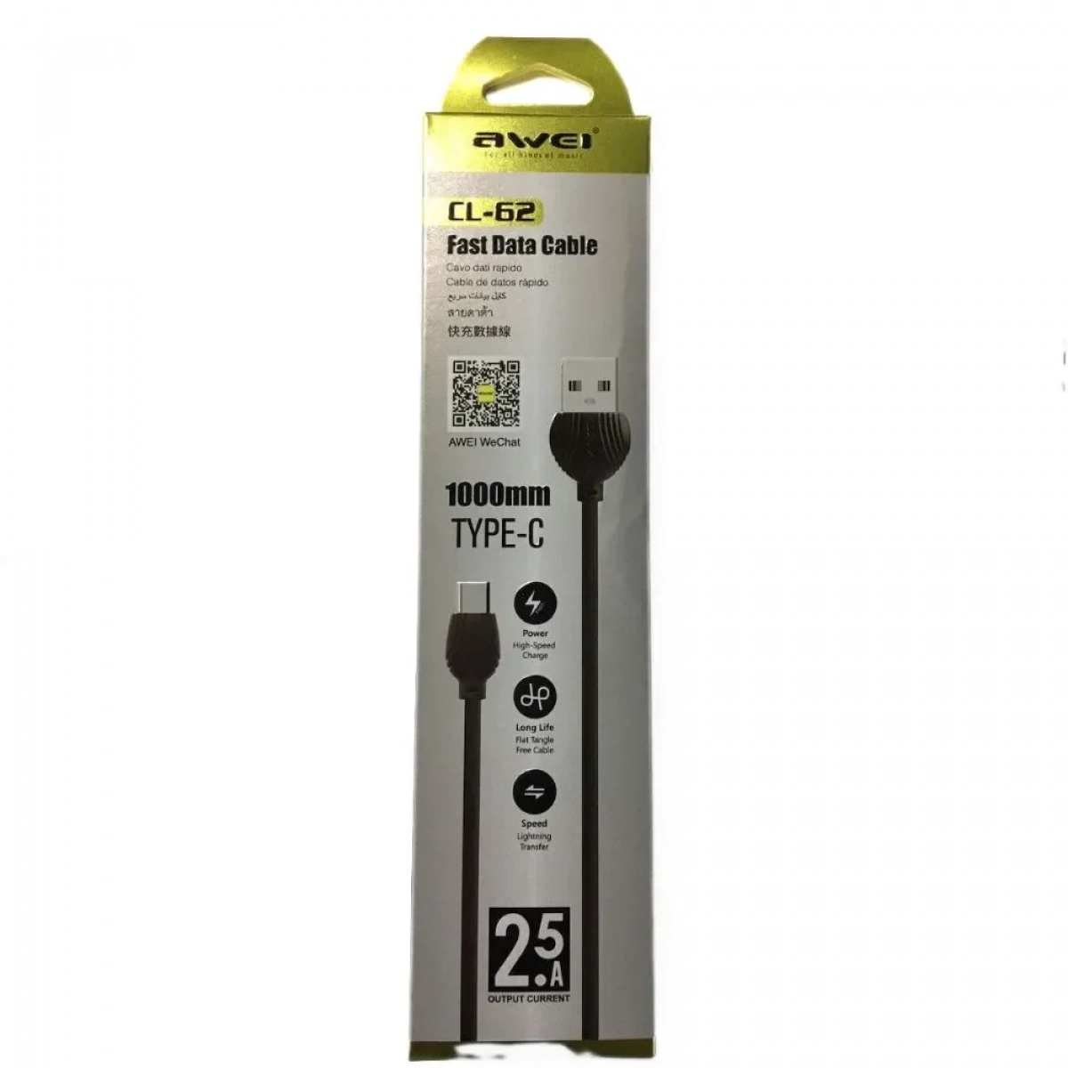 Καλώδιο AWEI CL-62 USB σε Type-C, Μαύρο χρώμα - Photo7