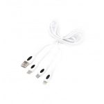 Καλώδιο Φόρτισης USB 3 σε 1 Ipipoo KP-11 120cm 3Α, σε λευκό χρώμα