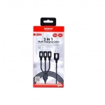 Καλώδιο Φόρτισης USB 3 σε 1 Ipipoo KP-11 120cm 3Α, σε μαύρο χρώμα