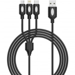 Καλώδιο Φόρτισης USB 3 σε 1 Ipipoo KP-11 120cm 3Α, σε μαύρο χρώμα