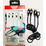Καλώδιο Φόρτισης USB 3 σε 1 Ipipoo KP-11 120cm 3Α, σε μαύρο χρώμα