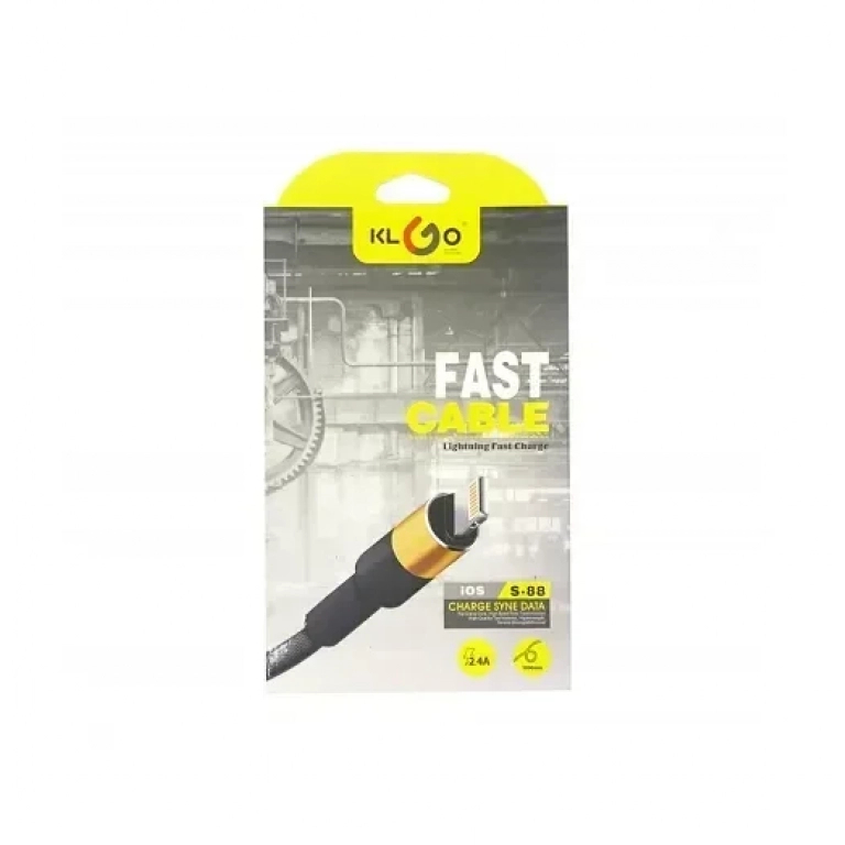 Καλώδιο USB υψηλής ποιότητας KLGO S-88 για iPhone / iPAD για γρήγορη φόρτιση και μεταφορά δεδομένων 1m, σε κίτρινο χρώμα