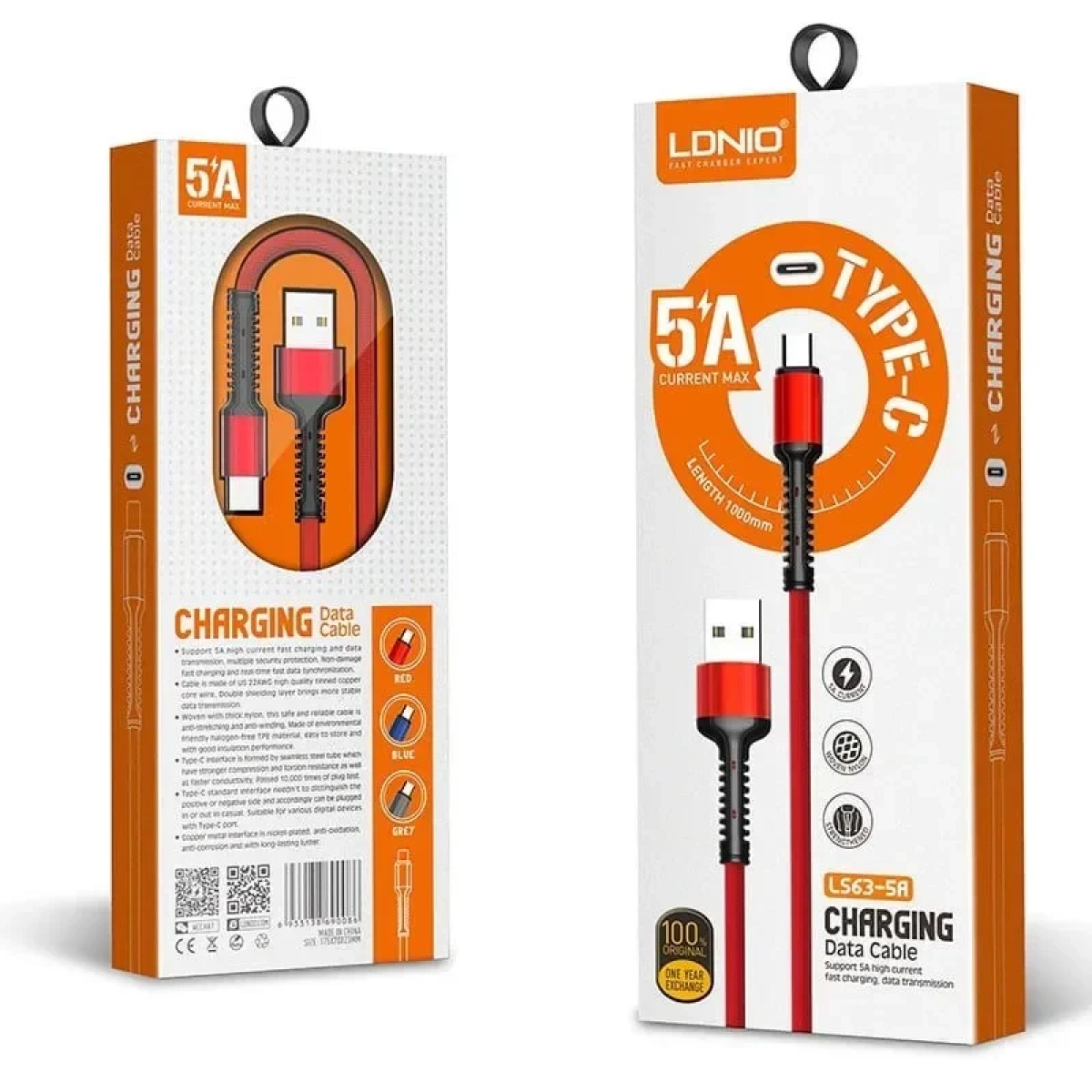 LDNIO LS63C Καλώδιο Φόρτισης USB Type-C 5Α 1m