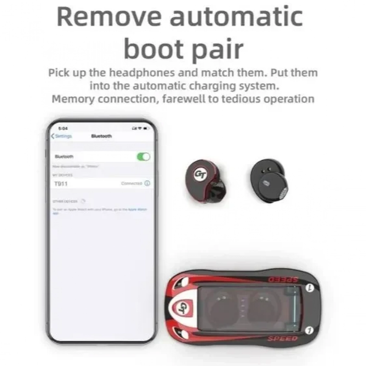 Μίνι ακουστικά bluetooth TWS με δοχείο φόρτισης – T911, σε μαύρο χρώμα