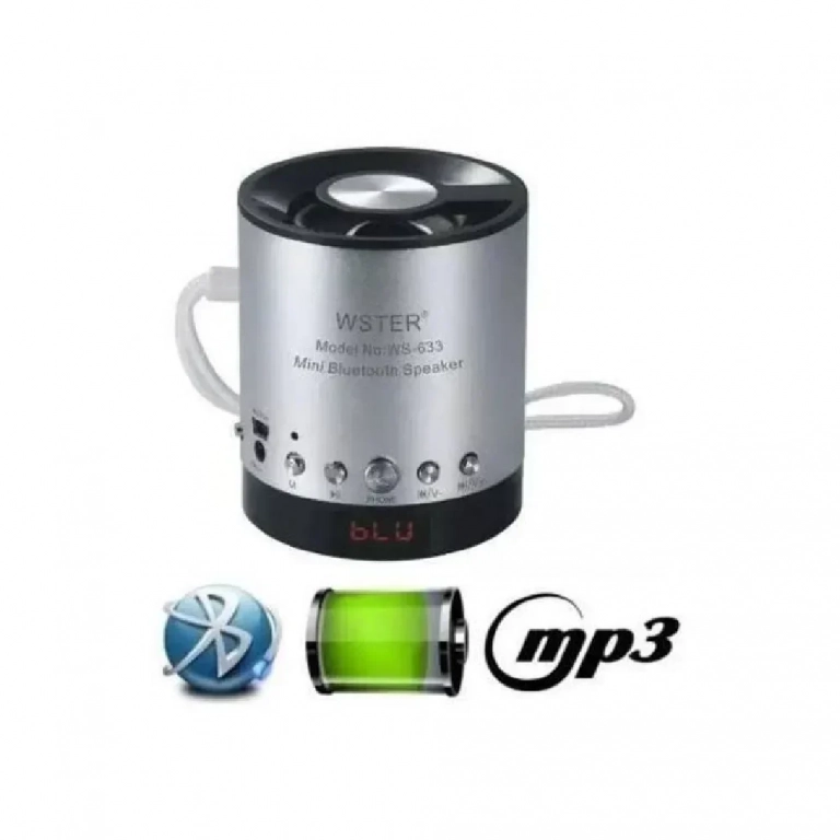 Μίνι ασύρματο Bluetooth ηχείο WS-633BT, σε ασημί χρώμα