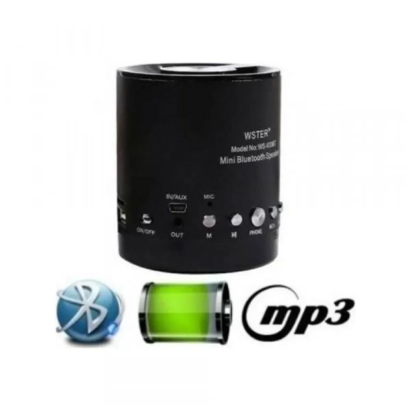 Μίνι ασύρματο Bluetooth ηχείο WS-633BT, σε μαύρο χρώμα