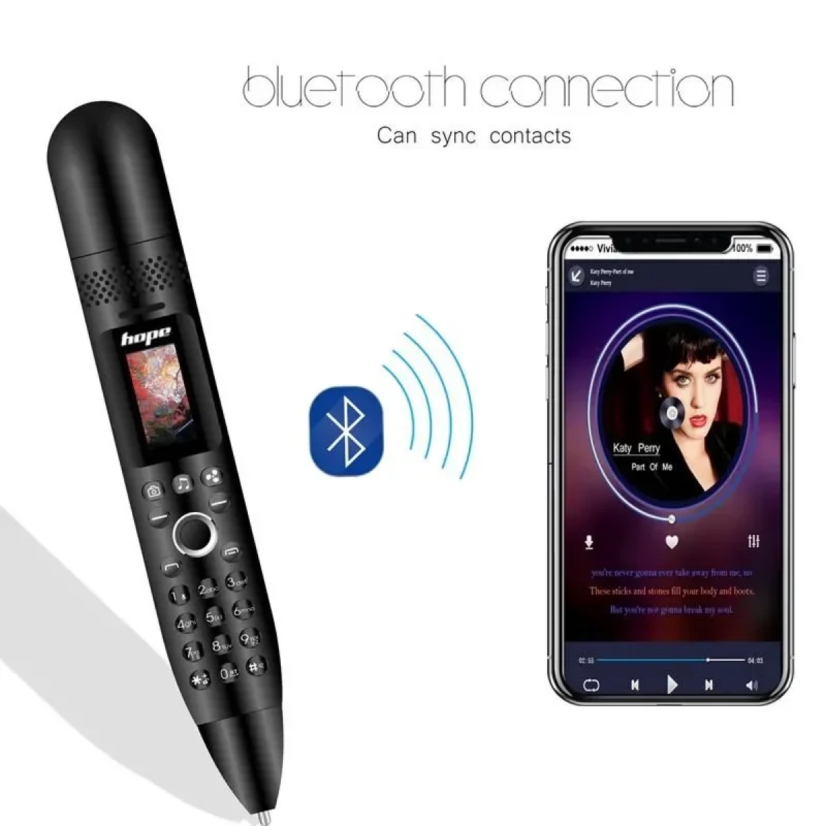 Μίνι κινητό τηλέφωνο τσέπης στυλό AK009 Bluetooth με αναπτήρα τσιγάρων και φακό, σε κόκκινο χρώμα