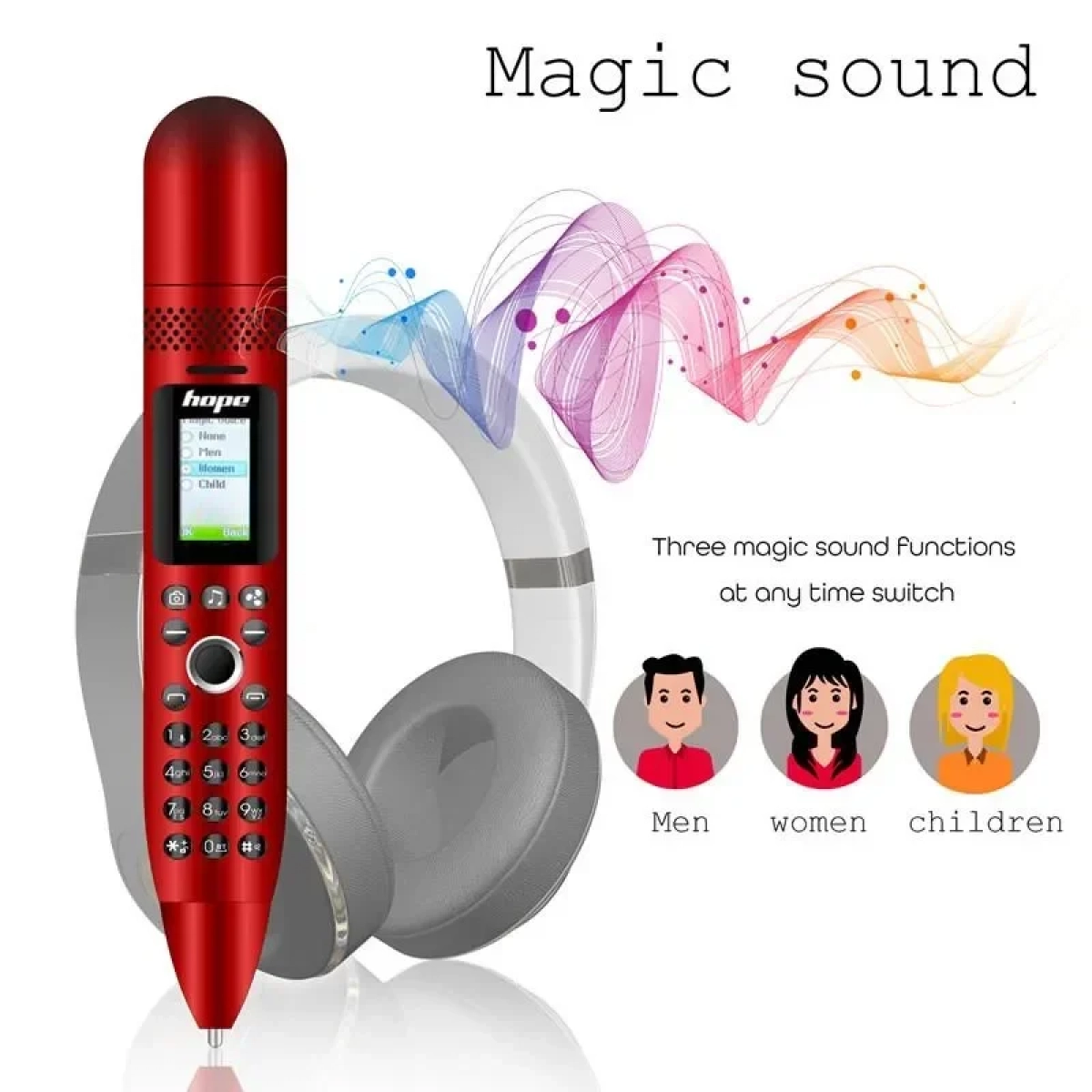 Μίνι κινητό τηλέφωνο τσέπης στυλό AK009 Bluetooth με αναπτήρα τσιγάρων και φακό, σε κόκκινο χρώμα