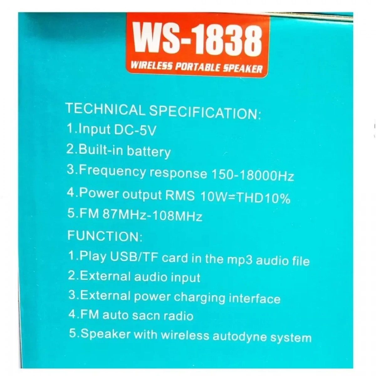 Mini Ηχείο Ws-1838 5W με Ραδιόφωνο - Μαύρο - Photo4