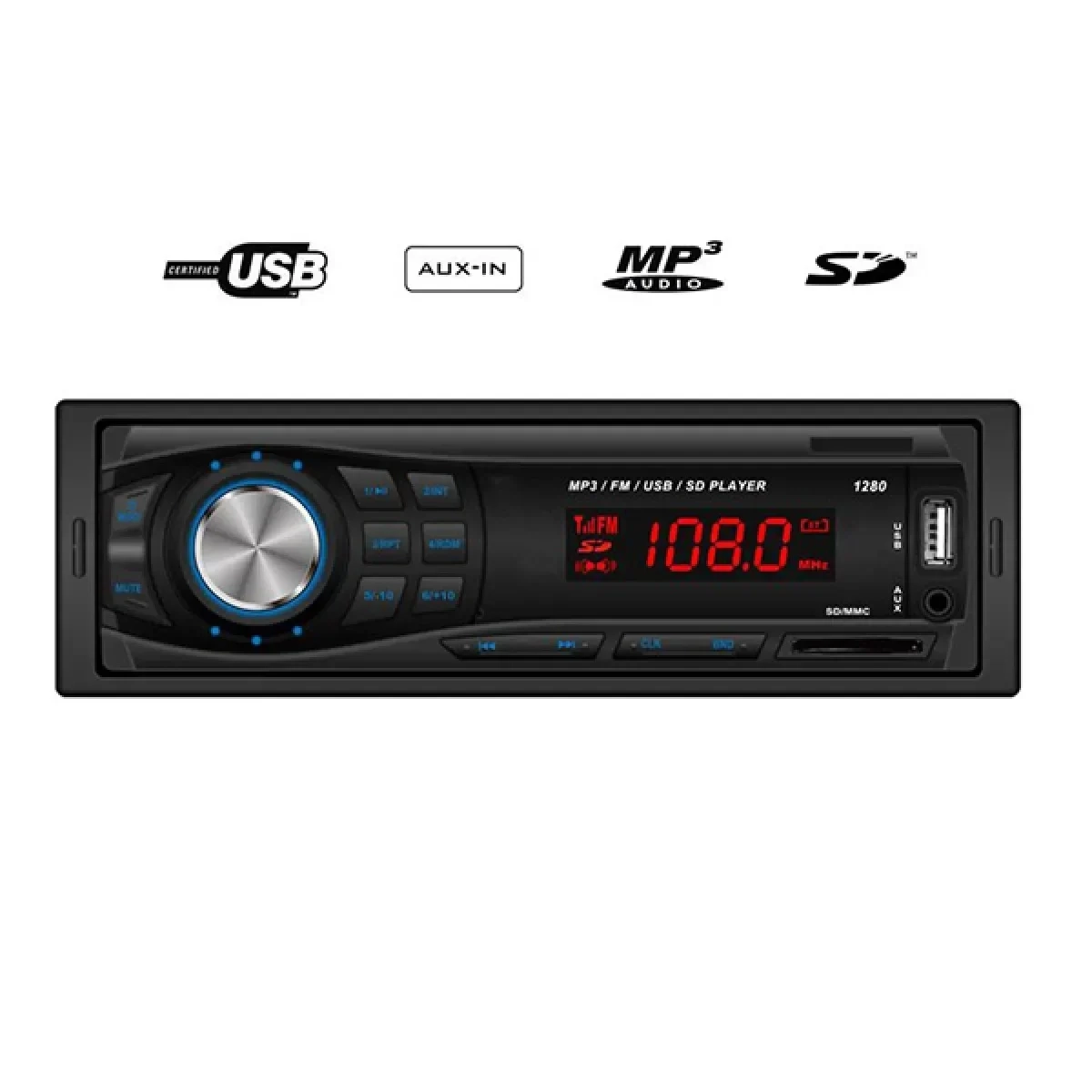 Mp3 Player 1 din με USB, SD, AUX, Radio και Χειριστήριο cdx-gt1280