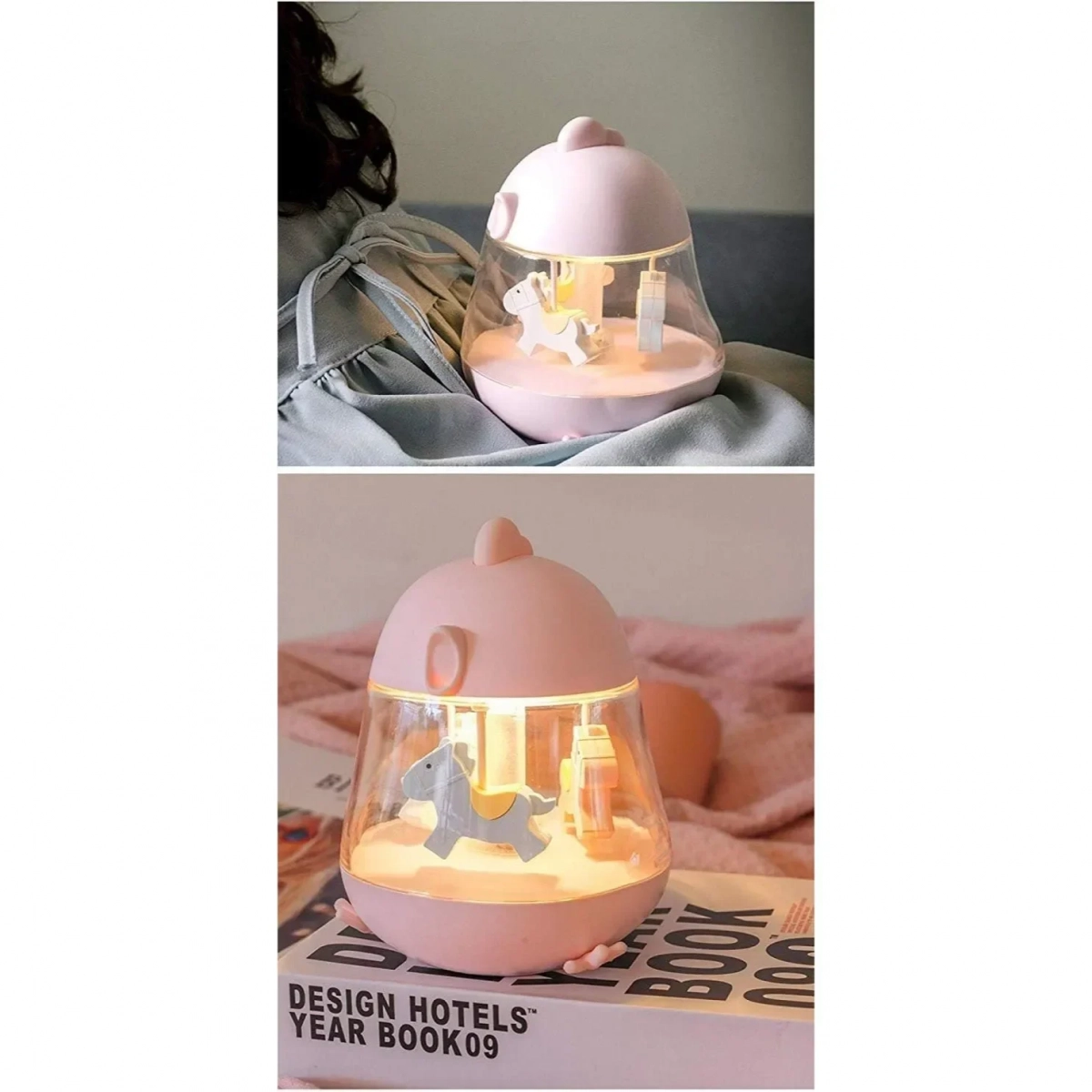 Παιδικό φωτιστικό καρουζέλ – Cute Chick Baby Light, σε ροζ χρώμα