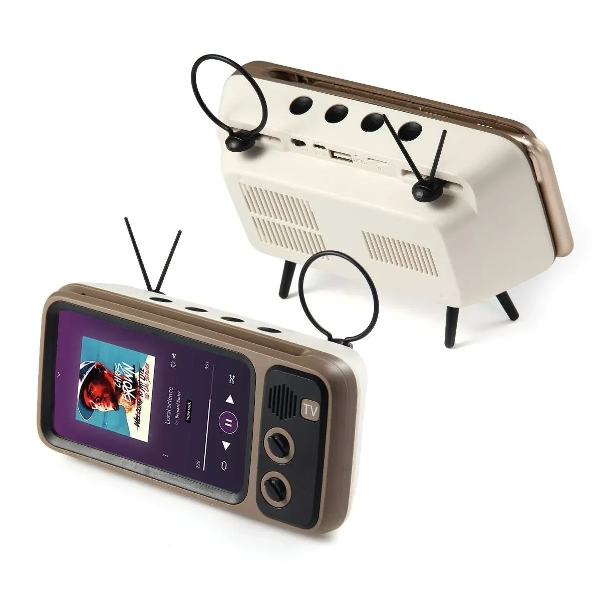 Peterhot PTH-800 Ασύρματο ηχείο bluetooth και βάση κινητού τύπου Vintage TV (3W)