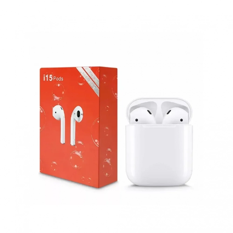 Pods i15s Ακουστικά Bluetooth 5.0 Android & Apple ios, σε λευκό χρώμα
