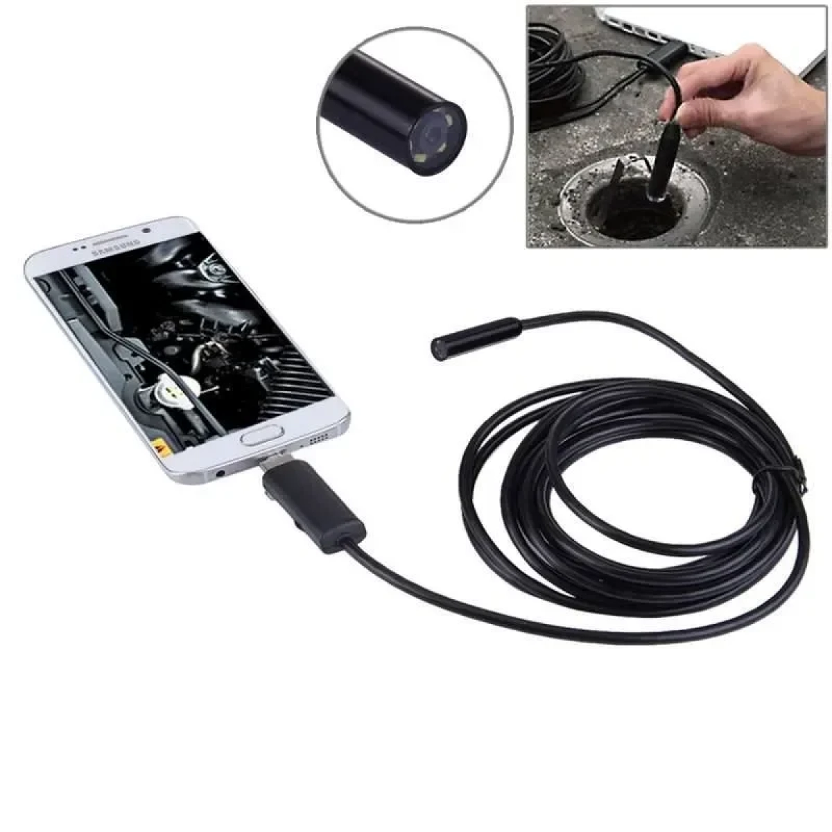 USB Αδιάβροχη Κάμερα Ενδοσκόπιο με LED για Κινητά Τηλέφωνα Android AN97 1.65m