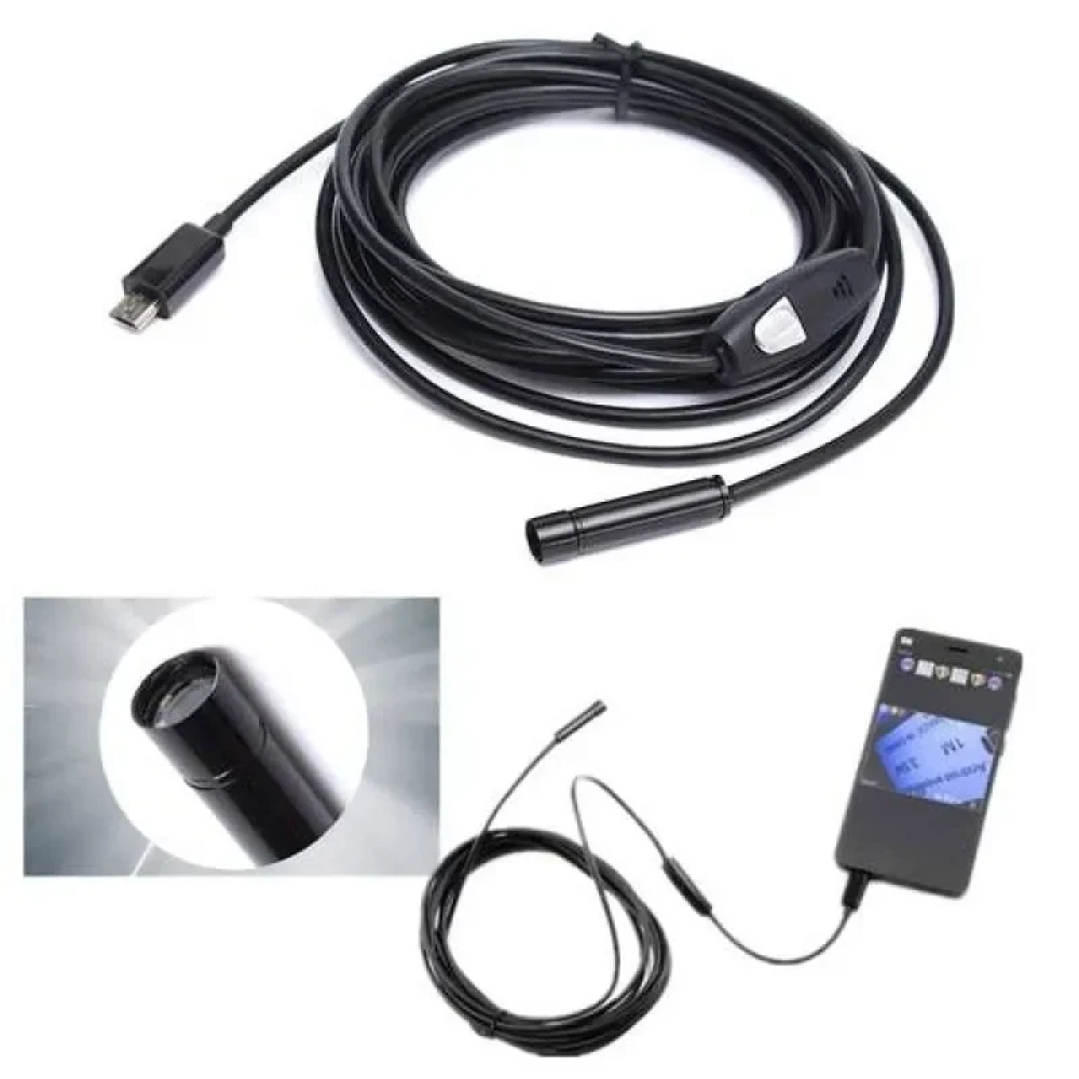 USB Αδιάβροχη Κάμερα Ενδοσκόπιο με LED για Κινητά Τηλέφωνα Android AN97 1.65m