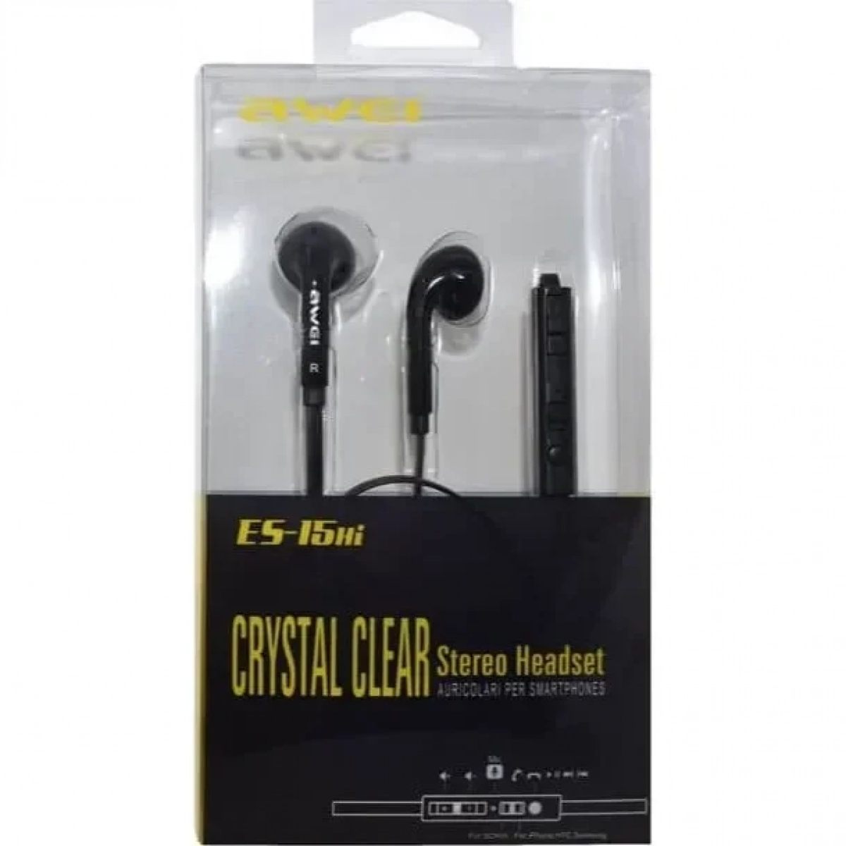 HandsFree Ακουστικά Awei ES-15Hi, σε μαύρο χρώμα