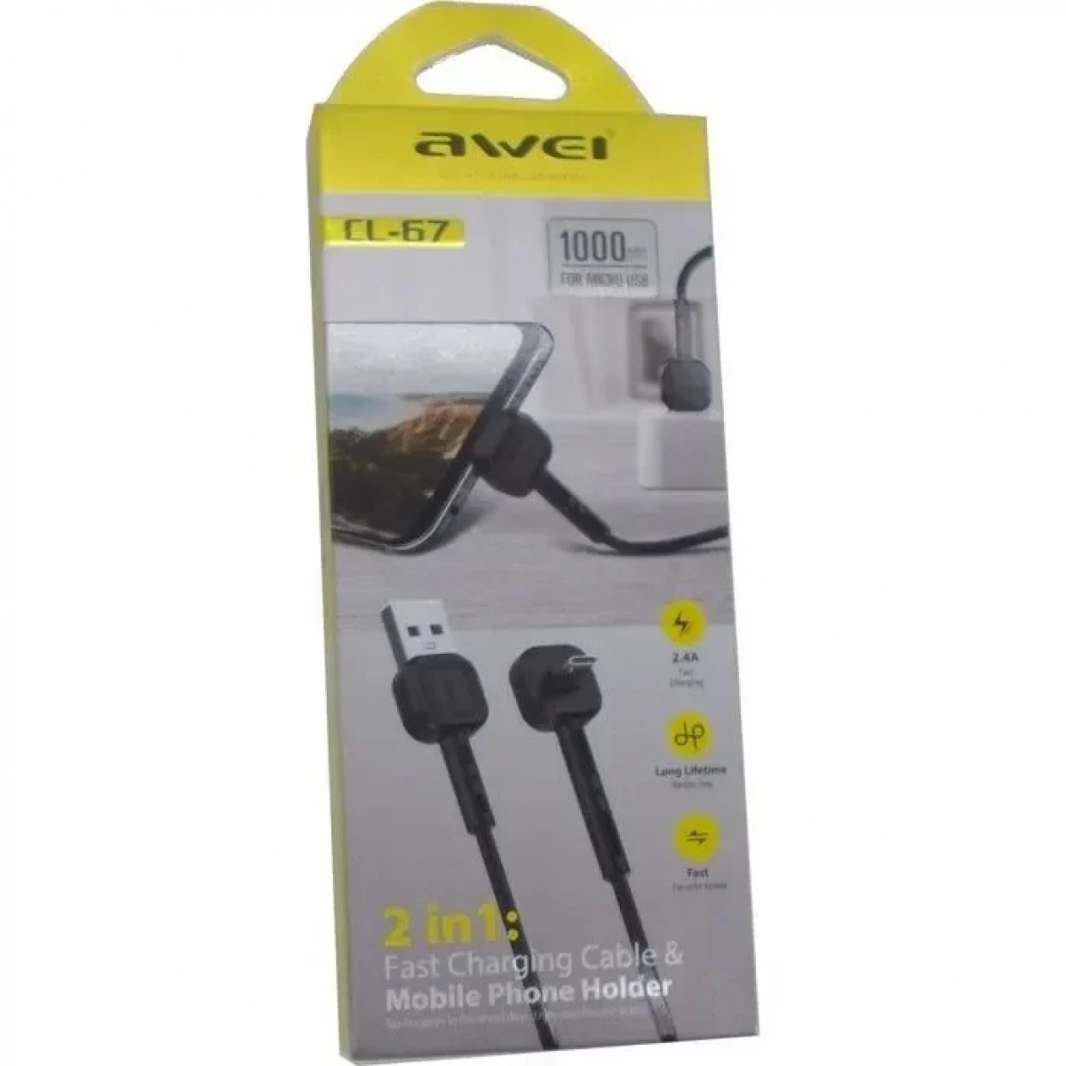 Καλώδιο Awei CL-67 USB to 90° Micro USB 2.4A, σε μαύρο χρώμα