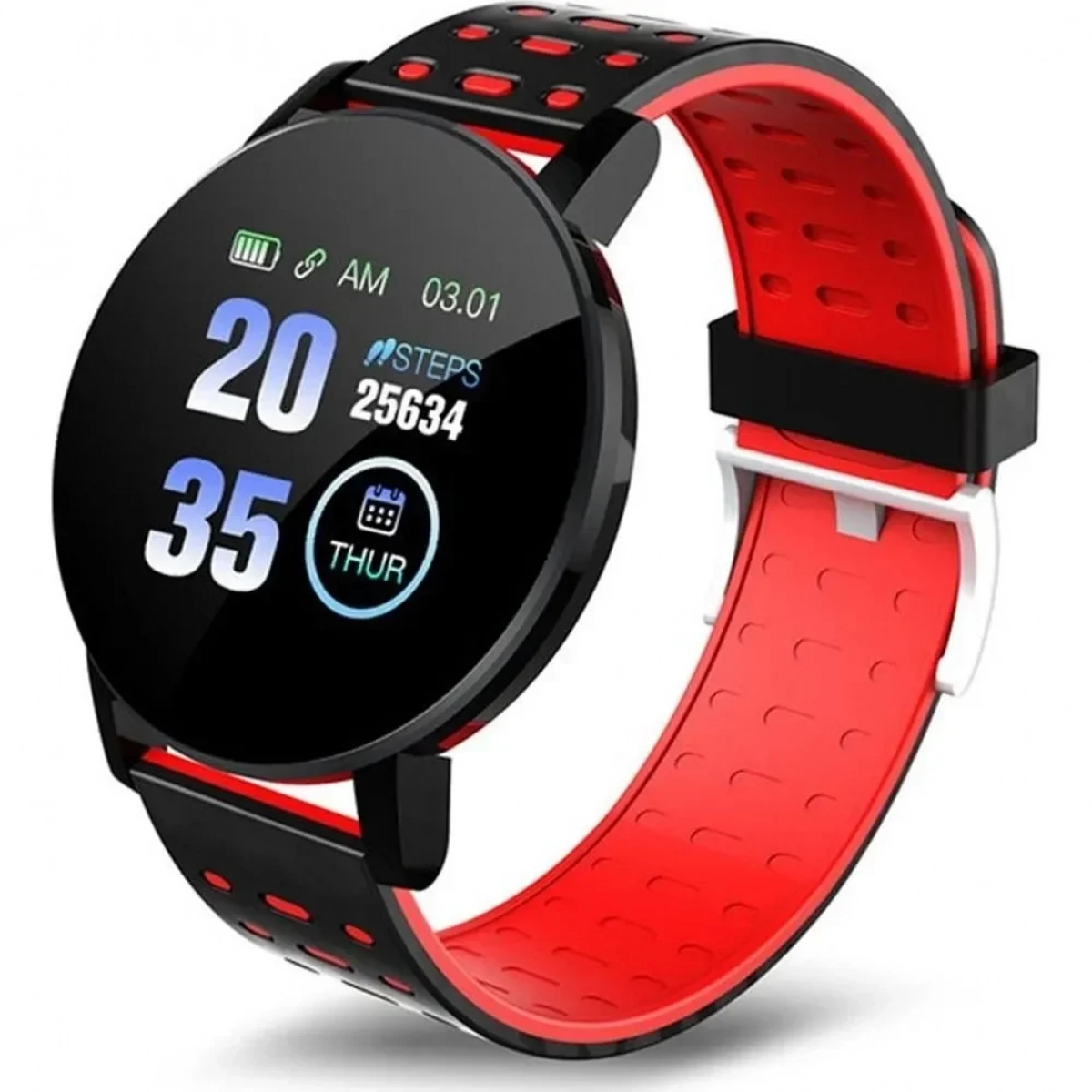 119 Plus Smart Bracelet IP65 Waterproof Fitness Tracker Pedometer Fitness Tracker Smartwatch, σε κόκκινο χρώμα