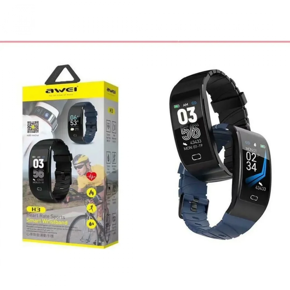 Smartwatch Μέτρησης σφυγμών Sports Wristband - Awei H3, σε μαύρο χρώμα