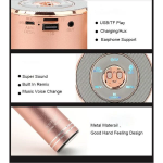 Wster WS-669 Ασύρματο Bluetooth Μικρόφωνο με Ενσωματωμένο Ηχείο & Disco LED – Ρόζ