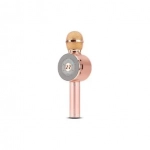 Ασύρματο bluetooth μικρόφωνο με ενσωματωμένο ηχείο, karaoke και disco light led Wster WS-669, σε ροζ χρώμα
