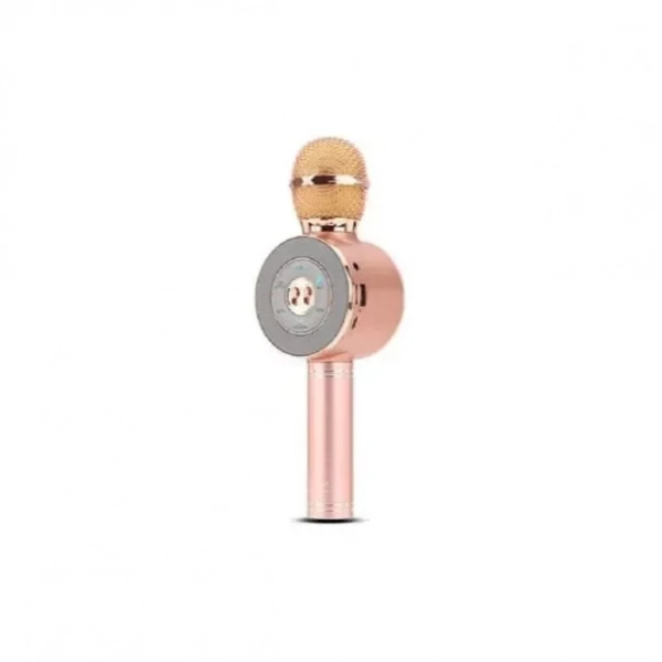 Ασύρματο bluetooth μικρόφωνο με ενσωματωμένο ηχείο, karaoke και disco light led Wster WS-669, σε ροζ χρώμα