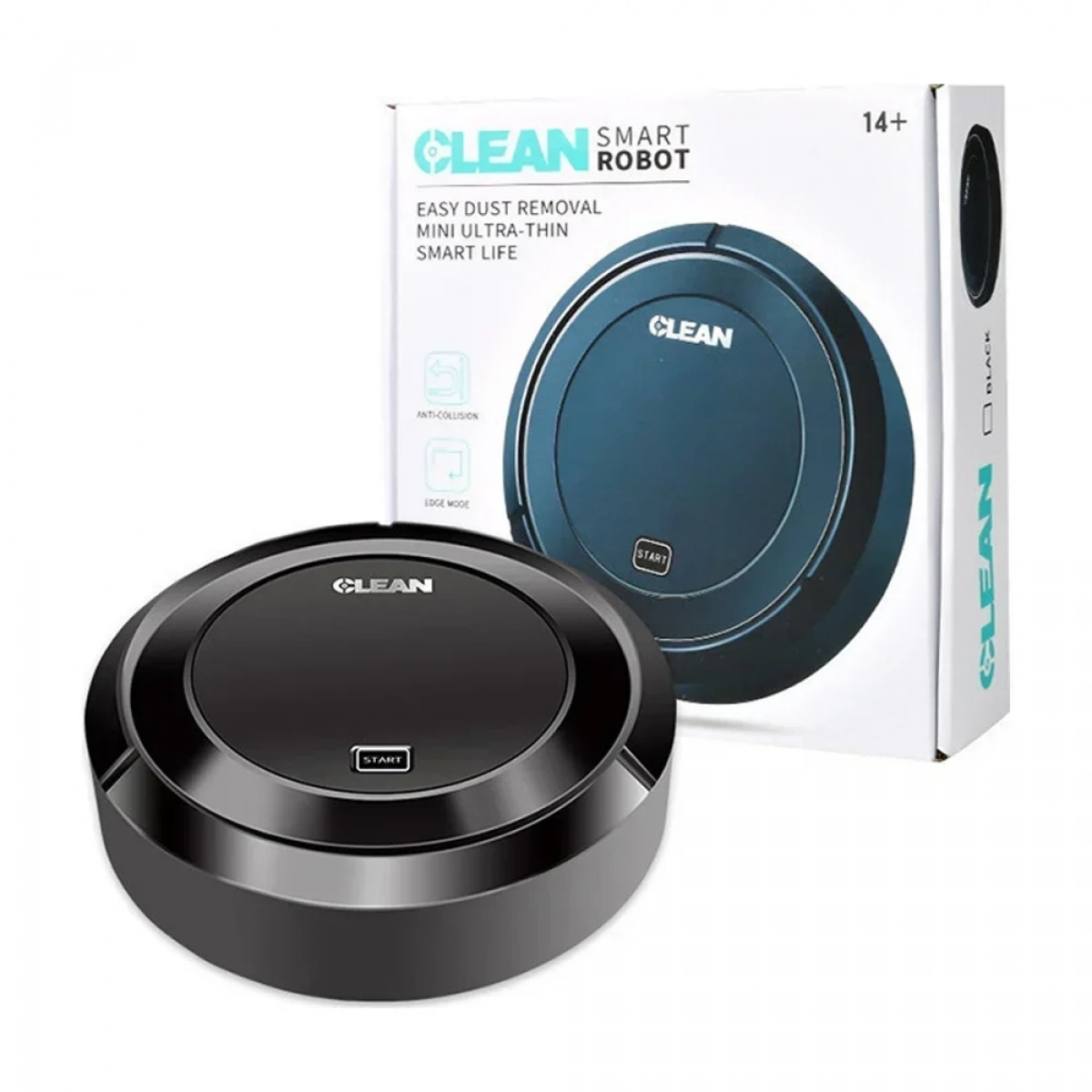 ​Έξυπνη σκούπα ρομπότ επαναφορτιζόμενη καθαρίζει μόνη της Clean Smart Robot Cleaner, σε μαύρο χρώμα