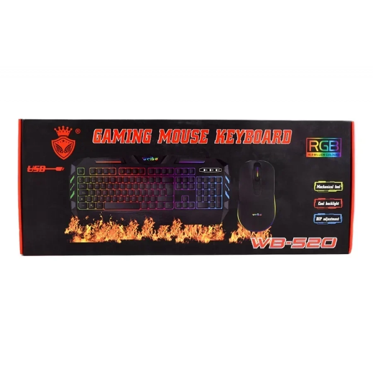 Gaming σετ πληκτρολόγιο USB με Backlight Φωτισμό RGB και ποντίκι Weibo WB-520