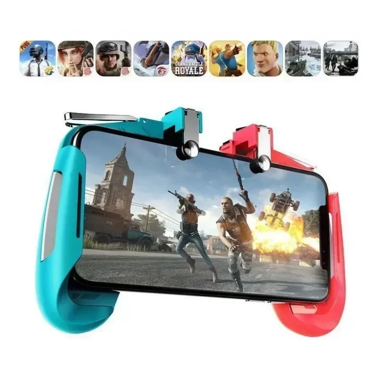 Ασύρματο χειριστήριο AK-16 Gamepad με Υποστήριξη Κουμπιών Fire Trigger για PUBG Mobile Gaming Μπλε/Κόκκινο