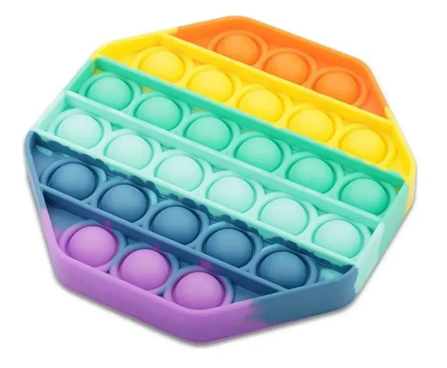 Push Pop It Bubble Fidget Toy Stress Reliever Rainbow Colours Οκτάγωνο
