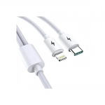 Καλώδιο φόρτισης Awei CL-79 2 σε 1, USB to Lightning / Type-C, σε λευκό χρώμα