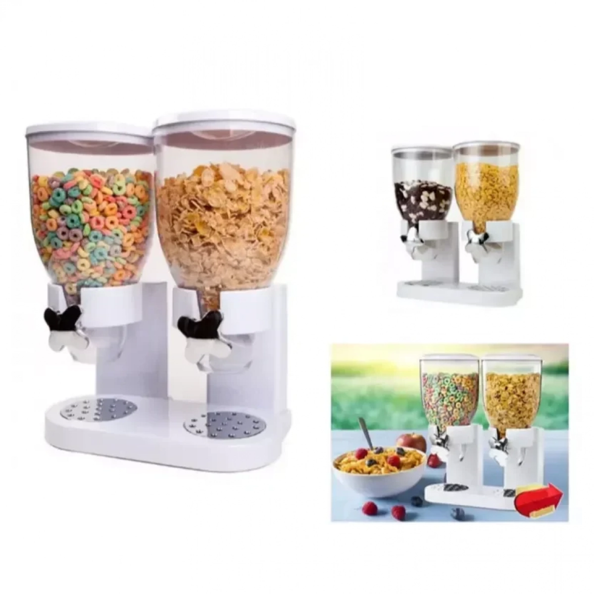 Διανομέας Δημητριακών Double Cereal Dispenser 2x500ml (GV-901) Λευκό