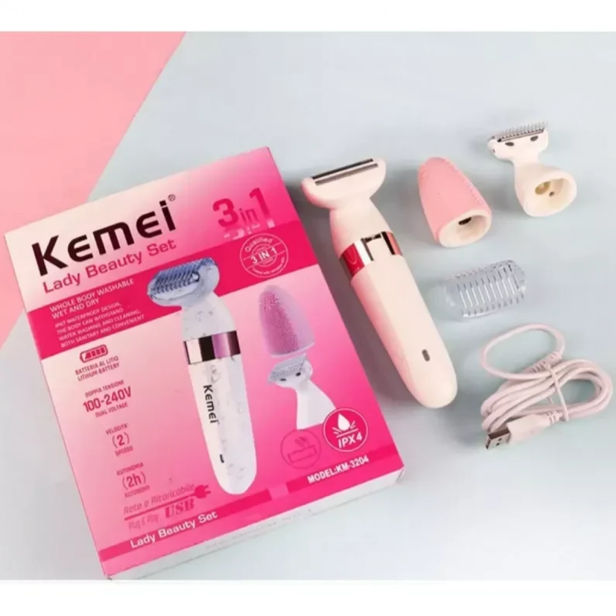 Γυναικεία Ξυριστική Μηχανή 3 σε 1 KEMEI KM-3204