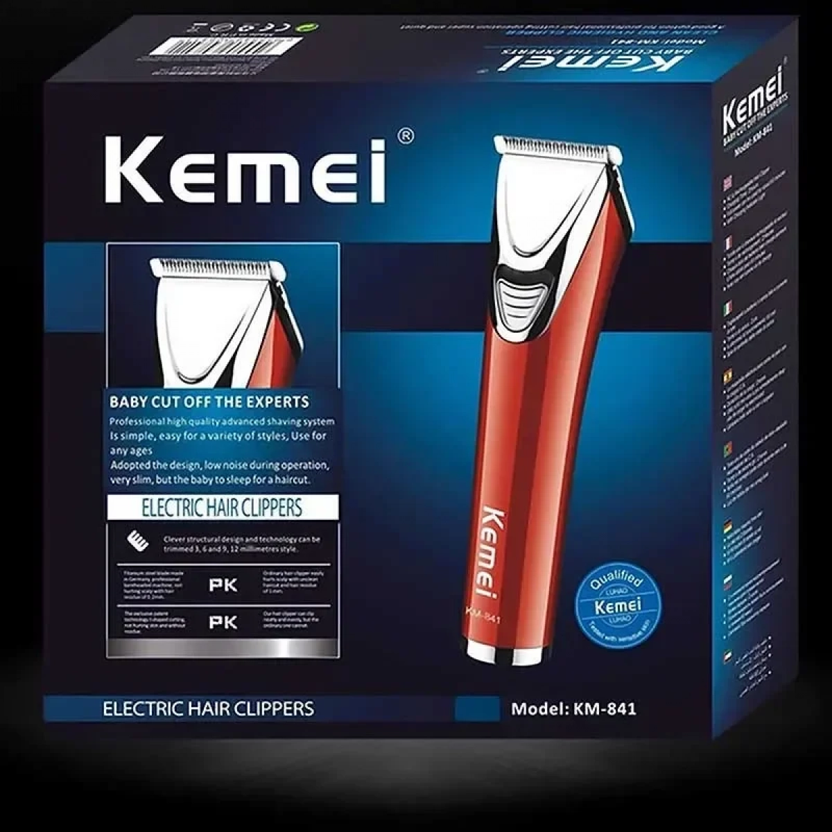 Kemei Επαγγελματική Επαναφορτιζόμενη Κουρευτική Μηχανή KM-841 Κόκκινη
