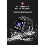 Smartwatch ρολόι T96 με Bluetooth, Μέτρηση Παλμών, Καταγραφή Βημάτων και Ύπνου, Αδιάβροχο IP67 (Μαύρο)