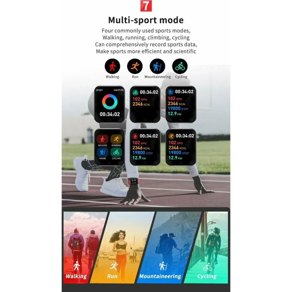 Smartwatch ρολόι T96 με Bluetooth, Μέτρηση Παλμών, Καταγραφή Βημάτων και Ύπνου, Αδιάβροχο IP67 (Μαύρο)