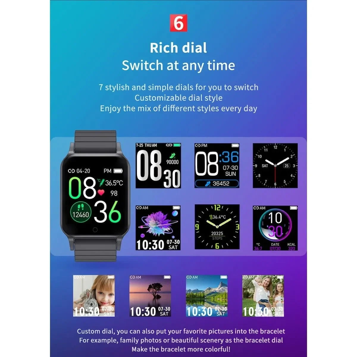 Smartwatch ρολόι T96 με Bluetooth, Μέτρηση Παλμών, Καταγραφή Βημάτων και Ύπνου, Αδιάβροχο IP67 (Μαύρο)