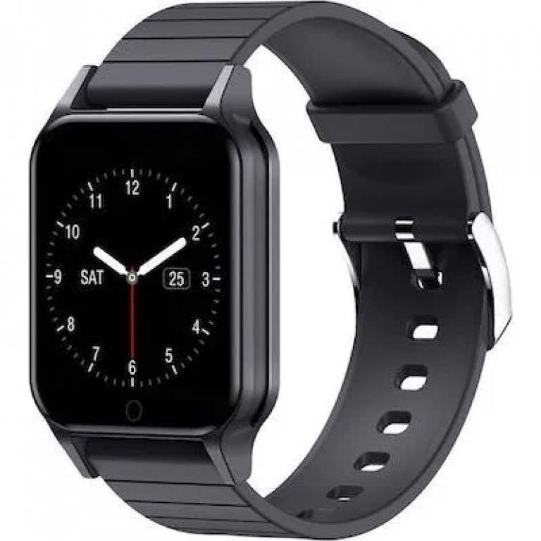 Smartwatch ρολόι T96 με Bluetooth, Μέτρηση Παλμών, Καταγραφή Βημάτων και Ύπνου, Αδιάβροχο IP67 (Μαύρο)