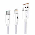 Καλώδιο φόρτισης Awei CL-79 2 σε 1, USB to Lightning / Type-C, σε λευκό χρώμα